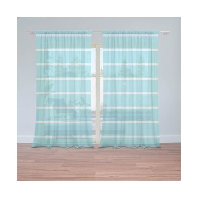 Sablio Záclony Bílé pruhy na modré: 2ks 150x250cm – Hledejceny.cz