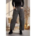 Italy fashion Společenské kalhoty s pasem do gumy LIEBE Šedá – Hledejceny.cz