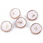 Kovový knoflík AB perleť v pryskyřici velikost 24"; 32"; 36" Varianta: 2 (32") bílá zlatá, Balení: 5 ks – Zboží Mobilmania