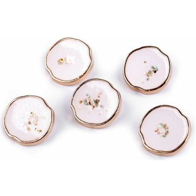 Kovový knoflík AB perleť v pryskyřici velikost 24"; 32"; 36" Varianta: 2 (32") bílá zlatá, Balení: 5 ks – Zboží Mobilmania