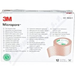 3M Micropore papír.náplast tělová 2,5 cm x 9,1 m 12 ks