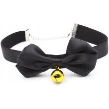 Collar with Bow and Bell 29 cm Size M Black