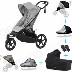 Cybex Set 6v1 Avi Spin Fog Grey 2024 + korba Cot S Moon Black + adaptéry + pláštěnky Thule + ochranná síť