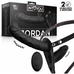 InToYou Jordan Double Vibrating Dildo Strap on with Remote Black – Zboží Dáma