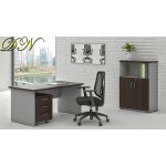 NABYTEK-DESIGNOVY.CZ - ZE 1.4 07 Sestava kancelářského nábytku Komfort 1.4 kaštan/šedá – Zboží Dáma