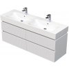 Koupelnový nábytek Intedoor 150 cm s keramickým dvojumyvadlem, 4 zásuvky, pruhy bílá mat STORM 3D 150D 4Z A8916 STORM 3D 150D 4Z A8916 STORM 3D 150D 4Z A8916