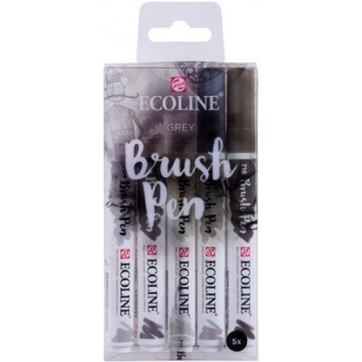 Akvarelové pera Ecoline Brush Pen Grey 5 dílná sada