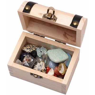 Nefertitis Dřevěná truhlička s mixem kamenů - 6 x 9 cm – Zboží Dáma