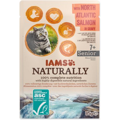 Iams Cat Naturally Senior with North Atlantic Salmon in Gravy 85 g – Zbozi.Blesk.cz