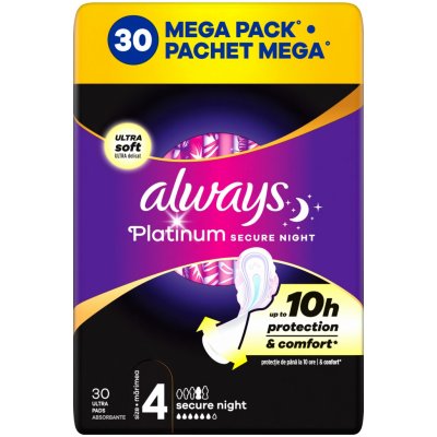 Always Platinum Secure Night velikost 4 Vložky s křidélky 30 ks – Zboží Dáma