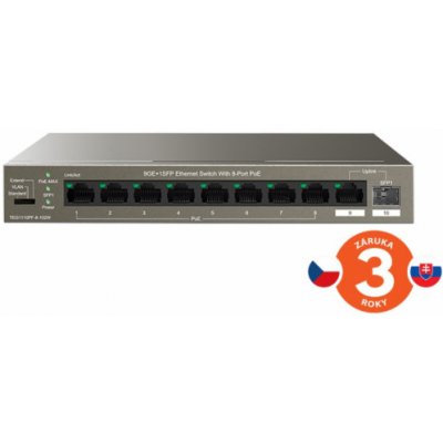 Tenda TEG1110PF-8-102W 9xRJ45 1xSFP Gigabit Switch 8xPoE 802.3af/at, 10/100/1000Mbps – Hledejceny.cz