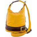 Made In Italy dámska kožená kabelka batoh 1201 okrová