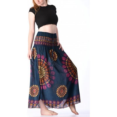 Dlouhá sukně/šaty kruhy Mandala fialová multi