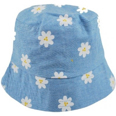 Letní jarní klobouček Baby Nellys Kytičky jeans – Zboží Mobilmania