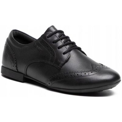 Geox polobotky pro mládež kožené 1s7n černé – Zboží Dáma