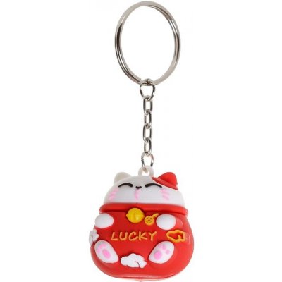 Přívěsek na klíče kočka Maneki Neko červená – Zboží Mobilmania