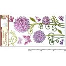 Samolepky na zeď hortenzie fialkové s glitrem 1387, 69x32 cm