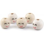 Stoklasa Dřevěné korálky s obličejem Ø18 mm Balení: 5 ks, Varianta: 1 přírodní sv. 1 přírodní sv. – Zboží Dáma