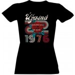 Tričko s potiskem Úžasná limitovaná edice od roku 1976 s růží dámské Černá – Zbozi.Blesk.cz