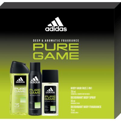 Adidas Pure Game Dárková sada pánský deodorant 75 ml, deospray 150 ml a sprchový gel 250 ml – Zbozi.Blesk.cz