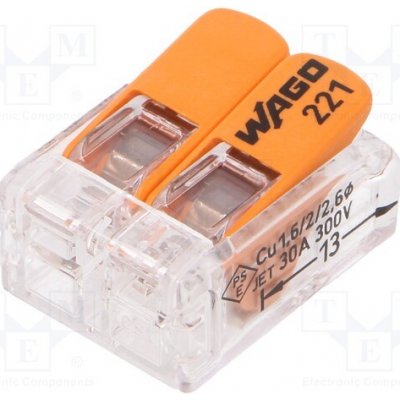 WAGO 221-612 Rychlosvorka; 221; pružinová svorka; 0,5÷6mm2; 450V; 41A; na kabel – Zboží Mobilmania