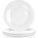 Vilde Hluboké jídelní talíře sklo bílé 25,5 cm opálové 6 ks – Sleviste.cz