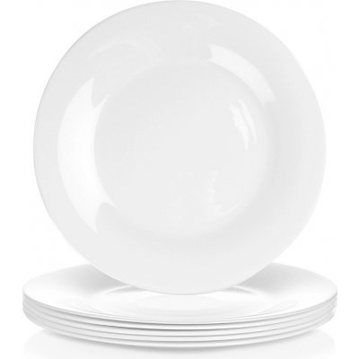Vilde Hluboké jídelní talíře sklo bílé 25,5 cm opálové 6 ks – Sleviste.cz