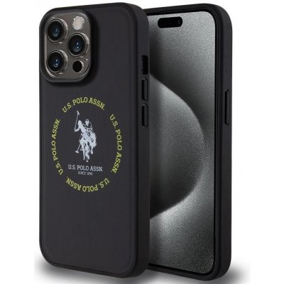 U.S. Polo PU Leather Printed Round Double Horse MagSafe iPhone 15 Pro černé