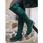 Barsa Dámské kožené kozačky nad kolena smaragdové matné – Sleviste.cz