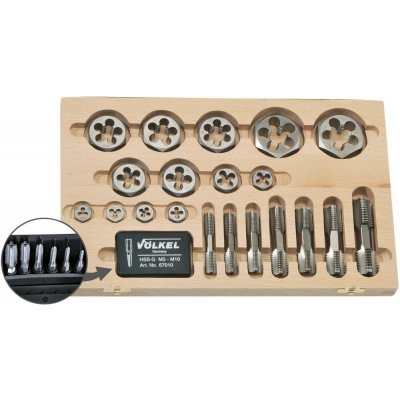 VÖLKEL Závitníky a závitová očka HexTap G 1/8" ÷ G 1" Völkel 48648 (Sada v dřevené kazetě) (EDE16490303) – Hledejceny.cz