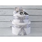 dortNEdort dvoupatrový černobílý plenkový dort se sloníkem a chrastítkem Bílá deka, slon neutrální náplň – Zbozi.Blesk.cz