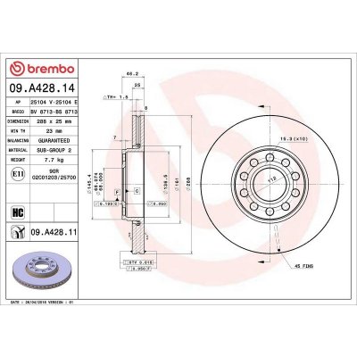 Brzdový kotouč BREMBO 09.A428.11 | Zboží Auto
