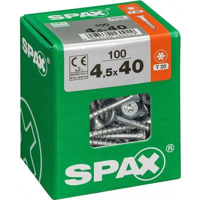 Spax Wirox Univerzální vrut T-Star plus, ø 4,5 × 40 mm, TX20, zápustná hlava, 100 ks 4191010450407 – Hledejceny.cz