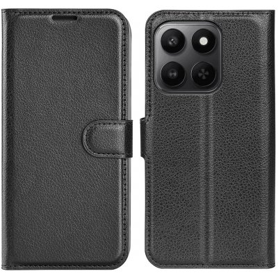 Litchi knížkové pouzdro na Honor 400 Smart 5G/4G/Honor X7d - černé – Zboží Živě