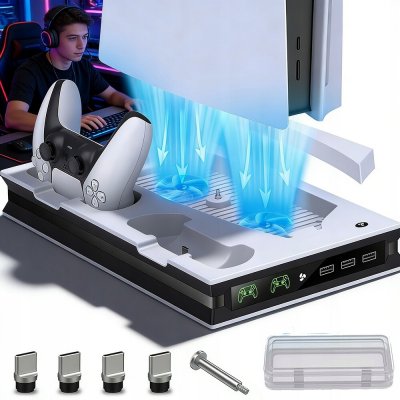 YAXO Chladicí stanice pro PS5 s nabíječkou DualSense a úložným prostorem pro příslušenství – Hledejceny.cz