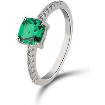 Emporial stříbrný rhodiovaný prsten Smaragdový kámen MA SOR565-GREEN SILVER