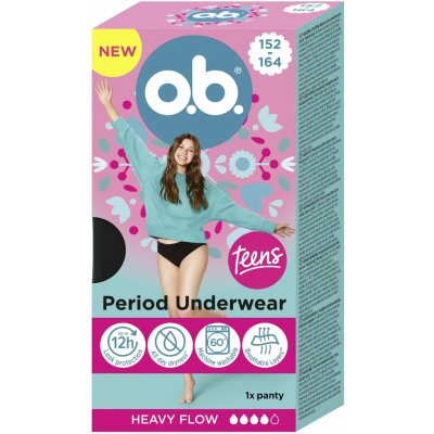 o.b. Teens menstruační kalhotky černé – Zboží Dáma