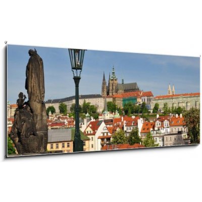 Obraz 1D panorama - 120 x 50 cm - Prague, Charles bridge, Vltava river, St. Vitus cathedral Praha, Karlův most, Vltava, katedrála sv. Víta – Hledejceny.cz