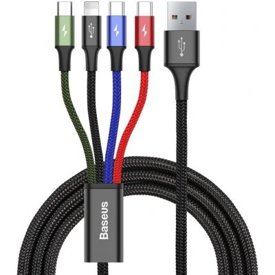 NONAME Baseus rychlý nabíjecí / datový kabel 4v1 Lightning + 2* USB-C + Micro USB 3,5A 1,2m, čern – Zbozi.Blesk.cz