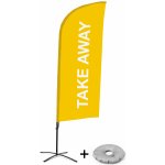 Jansen Display Kompletní sada reklamní vlajky ve tvaru křídla, Take away, žlutá Křížová Základna, 1273 x 3030 mm – Zboží Živě