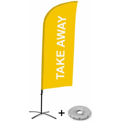 Jansen Display Kompletní sada reklamní vlajky ve tvaru křídla, Take away, žlutá Křížová Základna, 1273 x 3030 mm – Zboží Živě