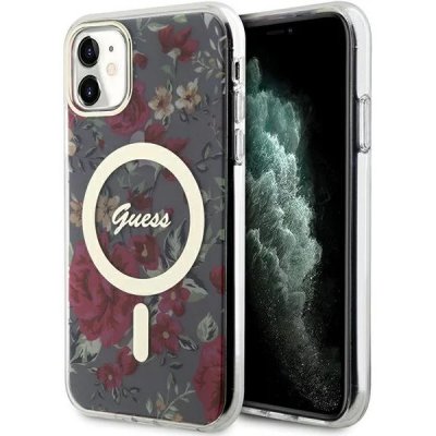 Pouzdro Guess iPhone 11 / Xr khaki Flower MagSafe – Zbozi.Blesk.cz