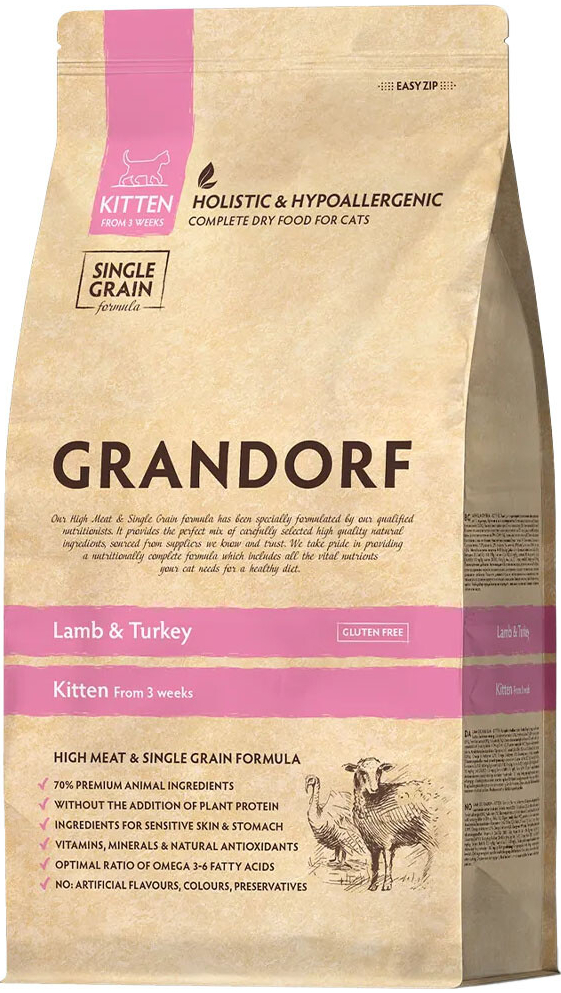 Grandorf granule pro kočky Kitten Jehně a krocan 2 kg