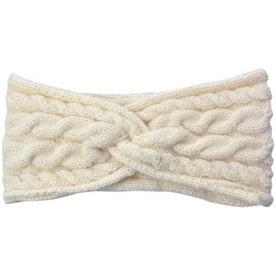 Zimní pletená čelenka béžová s copánkovým vzorem Trui I – 10x22 cm – Sleviste.cz