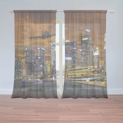 Sablio Záclony Letadlo nad mrakodrapy: 2ks 150x250cm – Hledejceny.cz