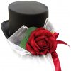 Svatební autodekorace Cylindr černý na auto - bordo LUX růže