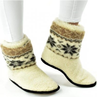 Bačkory s finským vzorem ze 100% ovčí vlny přírodní s motivem hvězdy – Hledejceny.cz