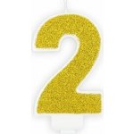 PartyDeco Narozeninová svíčka 2 zlatá 7cm – Zboží Dáma