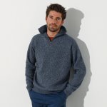 Blancheporte pulovr s hladkým vzorem a stojáčkem na zip modrý melír – Zbozi.Blesk.cz