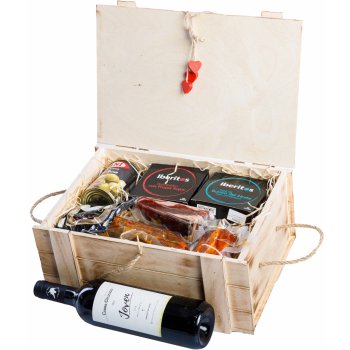 La Mancha Exkluzivní dřevěný box plný vína masa a paštik